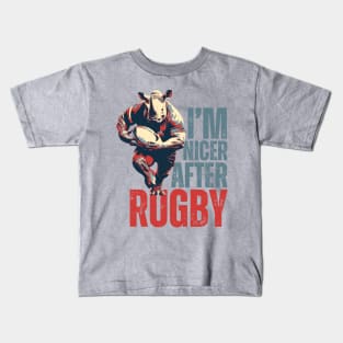 I'm Nicer After Rugby Rhino Rugby Player Kids T-Shirt